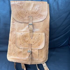 Tan Leather Backpack
